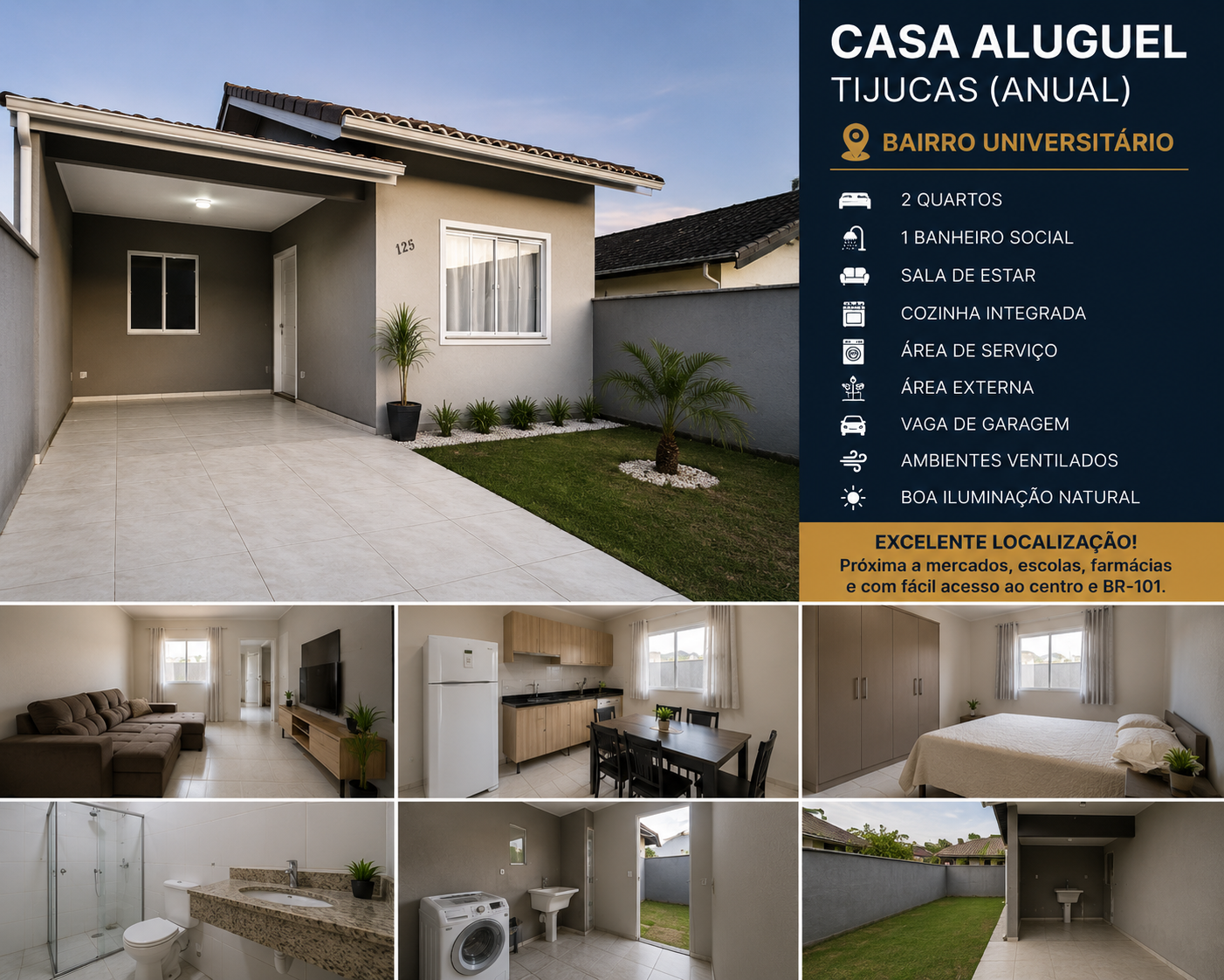 Casa aluguel Tijucas anual no bairro Universitário com garagem e área externa