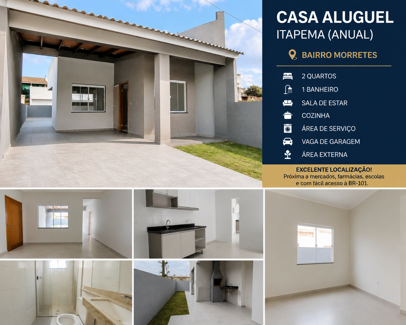Casa aluguel Itapema anual no bairro Morretes com garagem e área externa