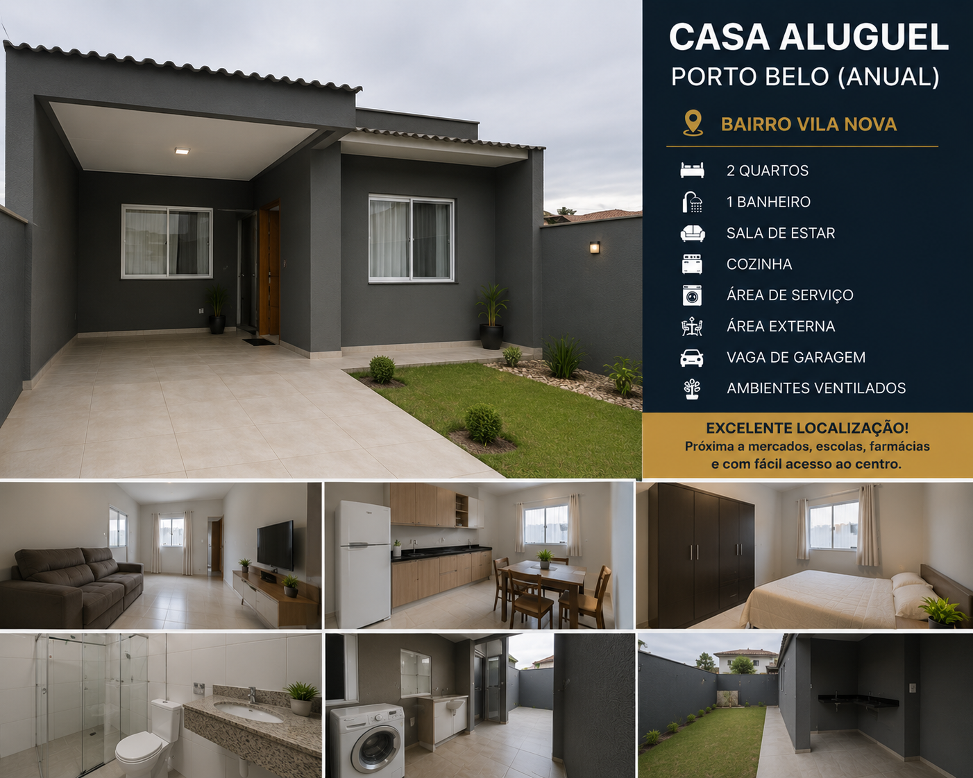 Casa aluguel Porto Belo anual no bairro Vila Nova com garagem e área externa